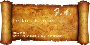 Foltinszki Alex névjegykártya